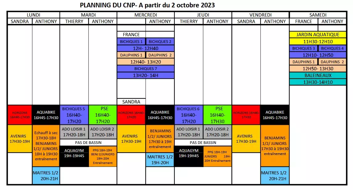 planning hebdomadaire